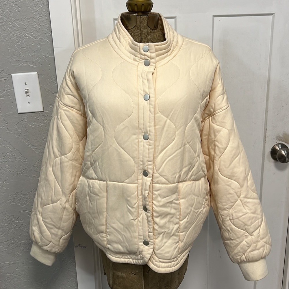 PROMESA QUIET PROMISE QUILTED BOMBER JACKET CREAM SIZE SMALL - Picture 4 of 15